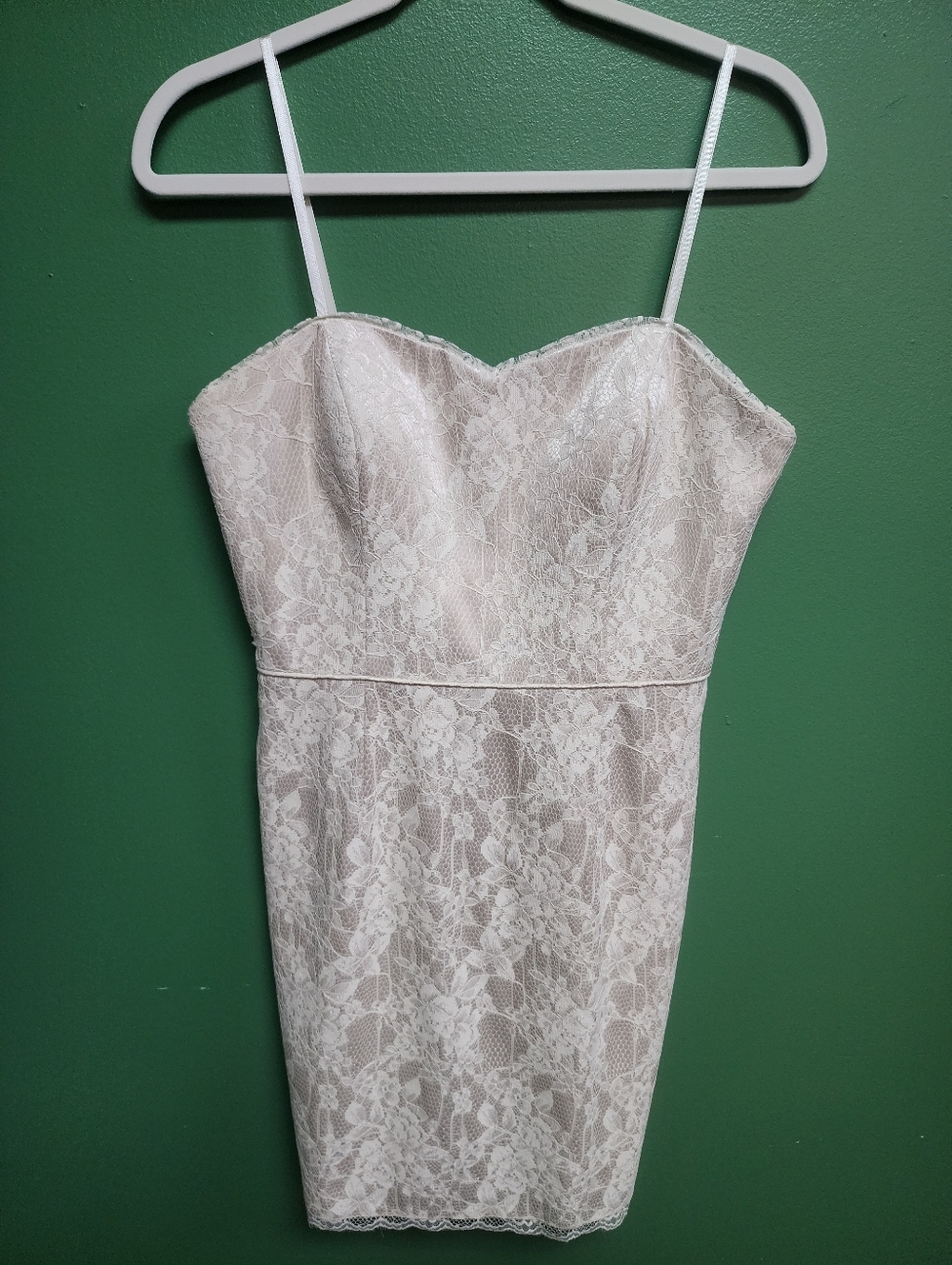 Aidan Mattox Ivory Lace Strapless Sheath Dress Sweetheart Neck Size 10